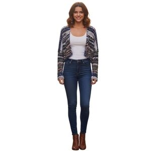 Free People Multi Color Bubble Knit Shrug Circle Cardigan Sweater Size XS